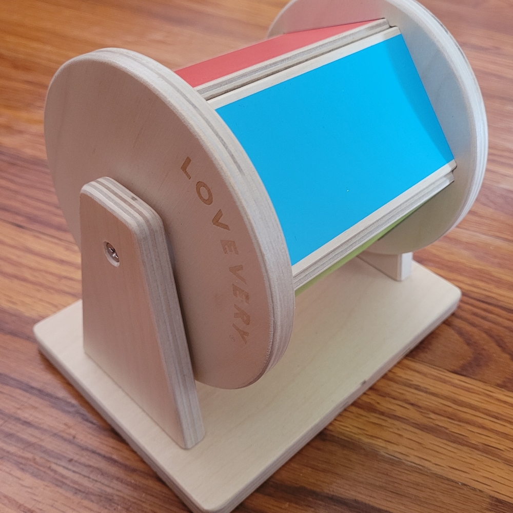 Wooden Learning Toy with Blue and Red Accents